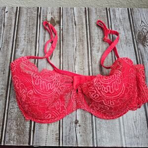 Victoria’s Secret red Very sexy line lacey push up bra no padding womens 36D